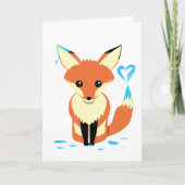 Niedlich Fox-Malerei Blue Heart Custom Grußkarte Karte (Vorderseite)