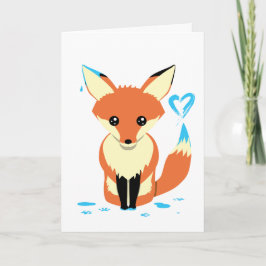 Niedlich Fox-Malerei Blue Heart Custom Grußkarte Karte
