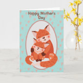 Niedlich Fox Mama und Baby Mother Day Karte (Gelbe Blume)