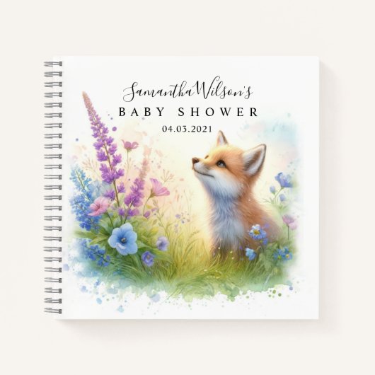 Niedlich Fox mit Butterfly Baby Showbook Notizblock (Vorderseite)