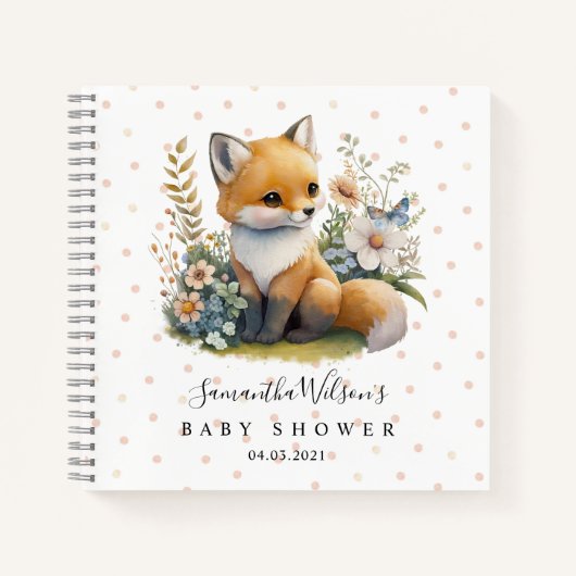 Niedlich Fox mit Butterfly Baby Showbook Notizblock (Vorderseite)