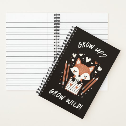 Niedlich Fox mit Journal - "Grow Up? Grow Wild!" Notizblock (Innen)