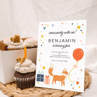 Niedlich Fox Modern Children's Birthday Einladung