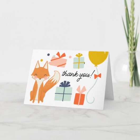Niedlich Fox Modern Children's Party Danke Karte (Vorderseite)