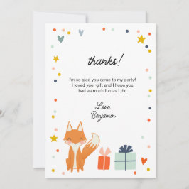 Niedlich Fox Modern Children's Party Vielen Dank Dankeskarte