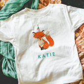 Niedlich Fox Party Hat Woodland Personalisiert Nam Baby T-shirt