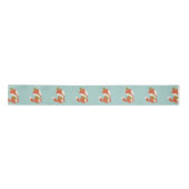 Niedlich Fox Pattern - Aqua Green Christmas Satinband (Vorderseite)