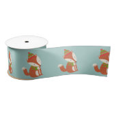 Niedlich Fox Pattern - Aqua Green Christmas Satinband (Spule)