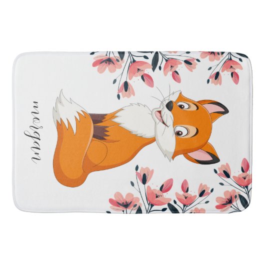 Niedlich Fox Pink Blume Kindername oder Ihre Nachr Badematte (Vorderseite)