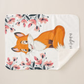Niedlich Fox Pink Blume Kindername oder Ihre Nachr Sherpadecke (Vorderseite (Horizontal))