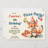 Niedlich Fox Pizza Party Geburtstag Einladung (Vorderseite)
