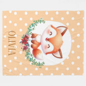 Niedlich Fox Polka Dot Elegant Fleecedecke (Vorderseite (Horizontal))