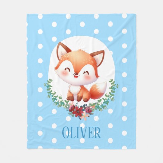 Niedlich Fox Polka Dot Elegant Fleecedecke (Vorderseite)