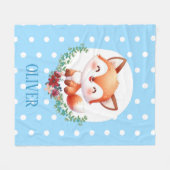 Niedlich Fox Polka Dot Elegant Fleecedecke (Vorderseite (Horizontal))