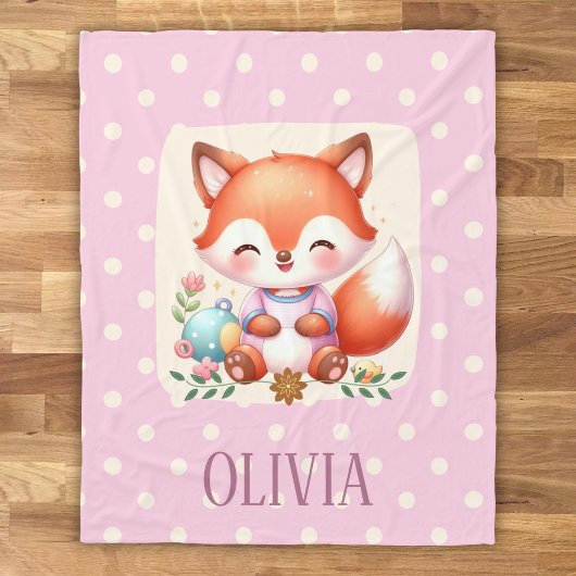 Niedlich Fox Polka Dot Elegant Personalisiert Fleecedecke