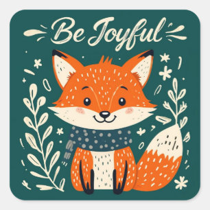 Niedlich Fox - Positives Inspirationsdesign Quadratischer Aufkleber