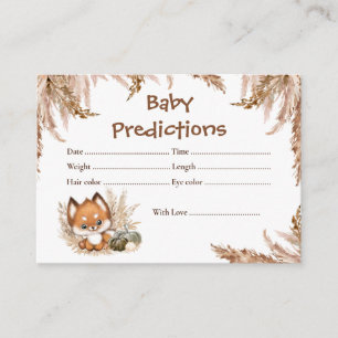Niedlich Fox Predictions Fall Baby Shower Game Car Begleitkarte