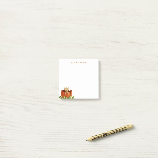 Niedlich Fox Pumpkin Post-it Klebezettel (Auf Schreibtisch)