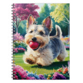 Niedlich Fox Terrier Jagen a Kite im Park Notizblock (Vorderseite)