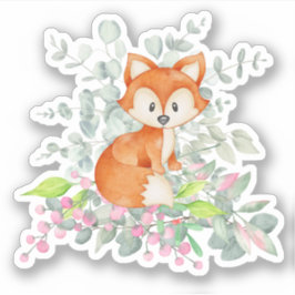 Niedlich Fox und Grünpflanzen Aufkleber