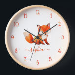 Niedlich Fox Wasserfarbe Rote Schrift Name des Kid Uhr<br><div class="desc">Für ein Kinderzimmer. In der Mitte befindet sich ein niedlicher roter Fuchs. Unter der Abbildung wird der Name des Kindes in einem roten Skript geschrieben. Das Tier wird mit DALL-E 2 von OpenAI erzeugt. Ich habe das Recht, meine Generationen für jeden rechtlichen Zweck, auch für kommerzielle Zwecke, zu nutzen und...</div>