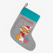 Niedlich Fox Weihnachten Personalisiert Kleiner Weihnachtsstrumpf (Vorderansicht (hängend))