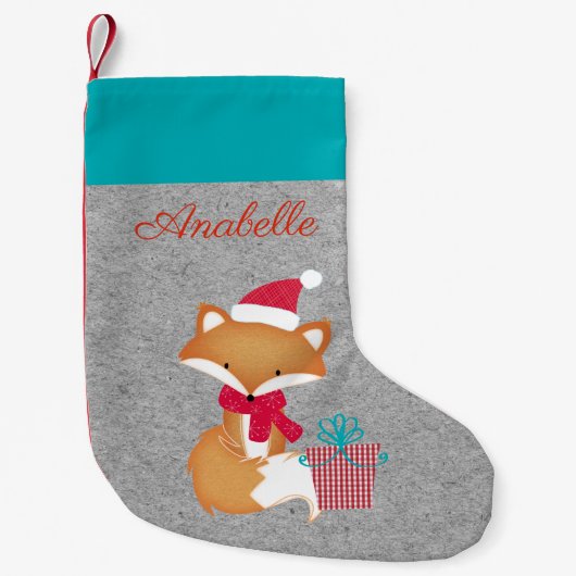 Niedlich Fox Weihnachten Personalisiert Kleiner Weihnachtsstrumpf (Vorderseite)