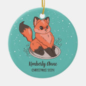 Niedlich Fox Weihnachtsschnee Winterurlaub Keramik Keramik Ornament (Vorne)