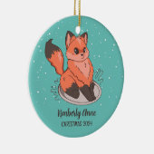 Niedlich Fox Weihnachtsschnee Winterurlaub Keramik Ornament (Rechts)