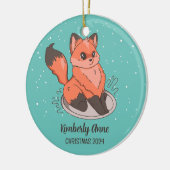 Niedlich Fox Weihnachtsschnee Winterurlaub Keramik Ornament (Links)