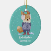 Niedlich Fox Weihnachtstierschnee Winterurlaub Keramik Ornament (Rechts)