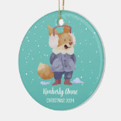 Niedlich Fox Weihnachtstierschnee Winterurlaub Keramik Ornament (Links)