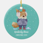 Niedlich Fox Weihnachtstierschnee Winterurlaub Keramik Ornament (Hinten)