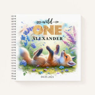 Niedlich Fox Wild One Birthday Guest Book Notizblock