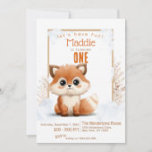 Niedlich Fox Winter Custom Geburtstagsparty Einladung (Vorderseite)