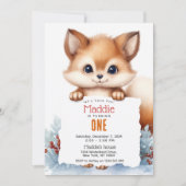 Niedlich Fox Winter Custom Geburtstagsparty Einladung (Vorderseite)