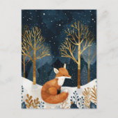 Niedlich Fox Winter Woodland Weihnachten Postkarte (Vorderseite)