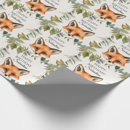 Niedlich Fox Woodland Animal Birthday Party Geschenkpapier (Ecke)