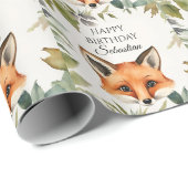 Niedlich Fox Woodland Animal Birthday Party Geschenkpapier (Rolleneckpunkt)