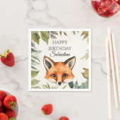 Niedlich Fox Woodland Animal Birthday Party Serviette (Beispiel)