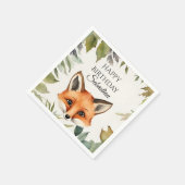 Niedlich Fox Woodland Animal Birthday Party Serviette (Ecke)