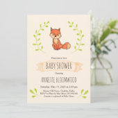 Niedlich Fox Woodland Babydusche Einladung (Stehend Vorderseite)