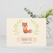 Niedlich Fox Woodland Babydusche Vielen Dank Dankeskarte (Stehend Vorderseite)
