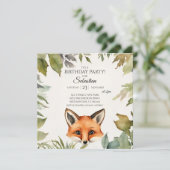 Niedlich Fox Woodland Geburtstagsparty Einladung (Stehend Vorderseite)