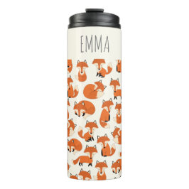 Niedlich Fox Woodland Herbstwaldmuster Thermosbecher