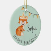 Niedlich Fox Woodland Party Happy Birthday Mint Keramik Ornament (Rechts)