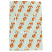Niedlich Fox Woodland Party Happy Birthday Mint Mittlere Geschenktüte (Vorderseite)