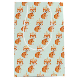 Niedlich Fox Woodland Party Happy Birthday Mint Mittlere Geschenktüte