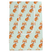 Niedlich Fox Woodland Party Happy Birthday Mint Mittlere Geschenktüte (Rückseite)