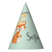 Niedlich Fox Woodland Party Happy Birthday Mint Partyhütchen (Vorderseite)
